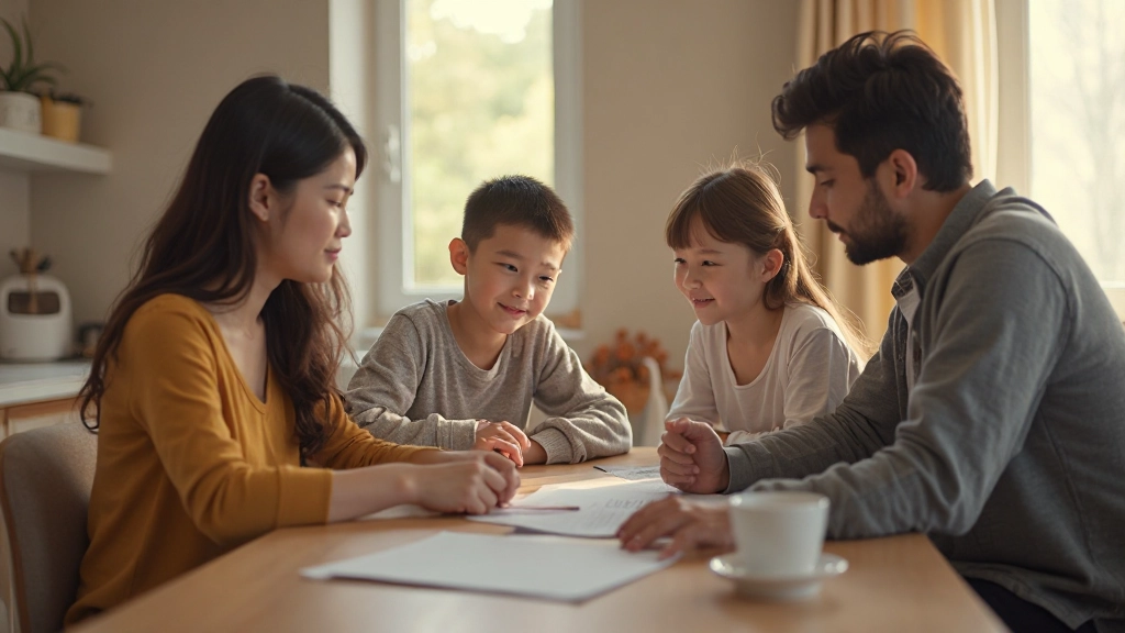 Члены семьи обсуждают финансовые вопросы и планируют вместе