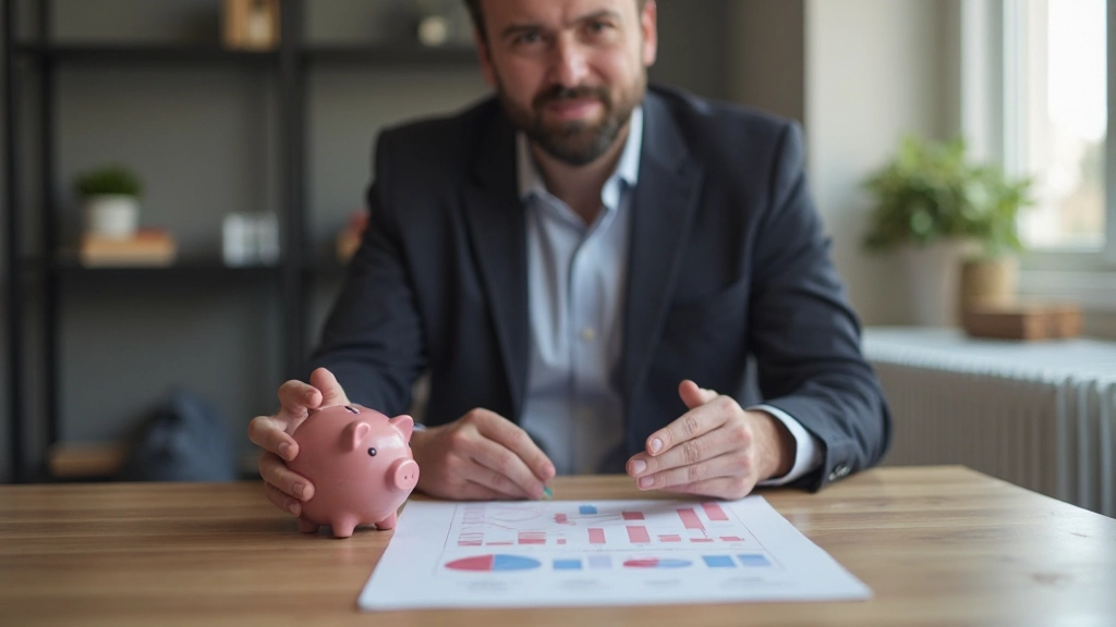 Копилка с монетами и финансовой диаграммой планирования сбережений на фоне